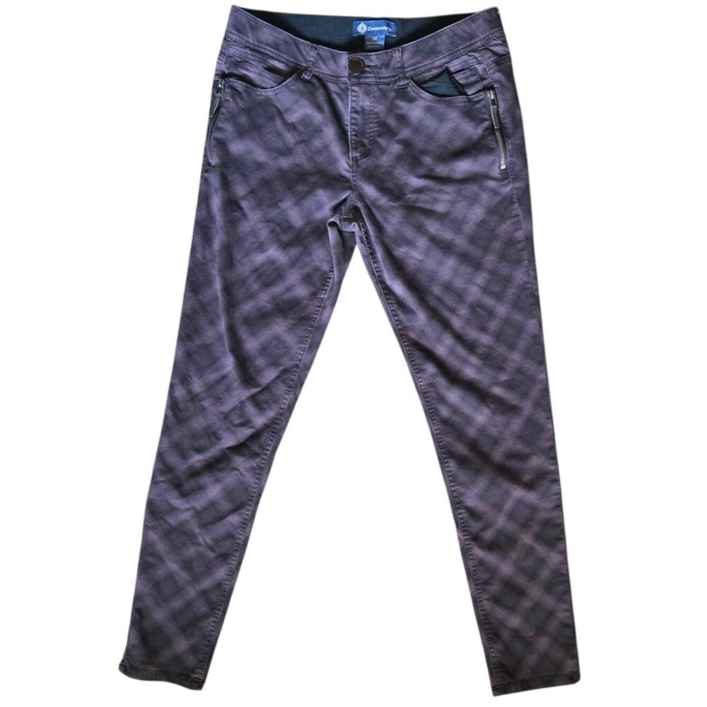 Democracy "Ab Solution" Purple Plaid Skinny Jeans - 10